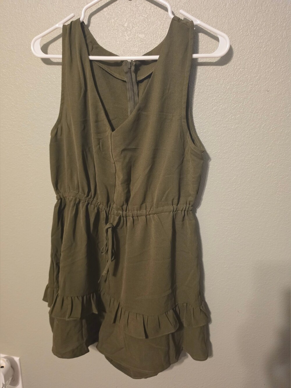 Olive Green Sleeveless Jumpsuit with Drawstring Waist